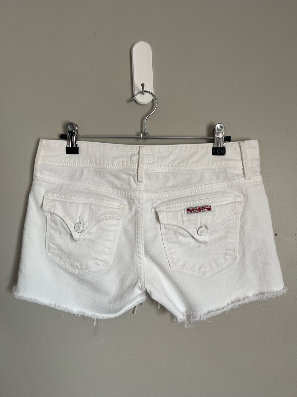 HUDSON | Croxley Mid Thigh White Denim Cutoff Shorts Sz 26 - Picture 6 of 10
